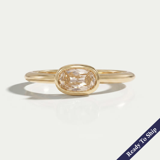Yellow Old Mine Cushion Bezel Set Solitaire Ring Ring