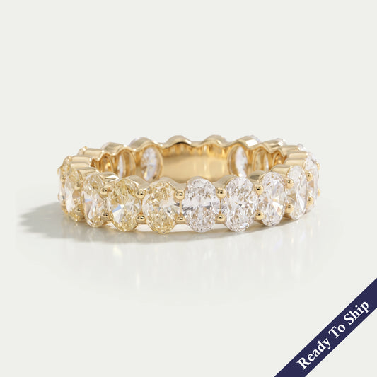 Yellow Oval Cut Lab Grown Diamond Eternity Wedding Band