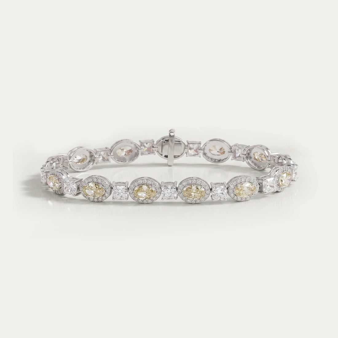 Yellow Oval Cut Halo Lab Grown Diamond Bracelet Bracelet