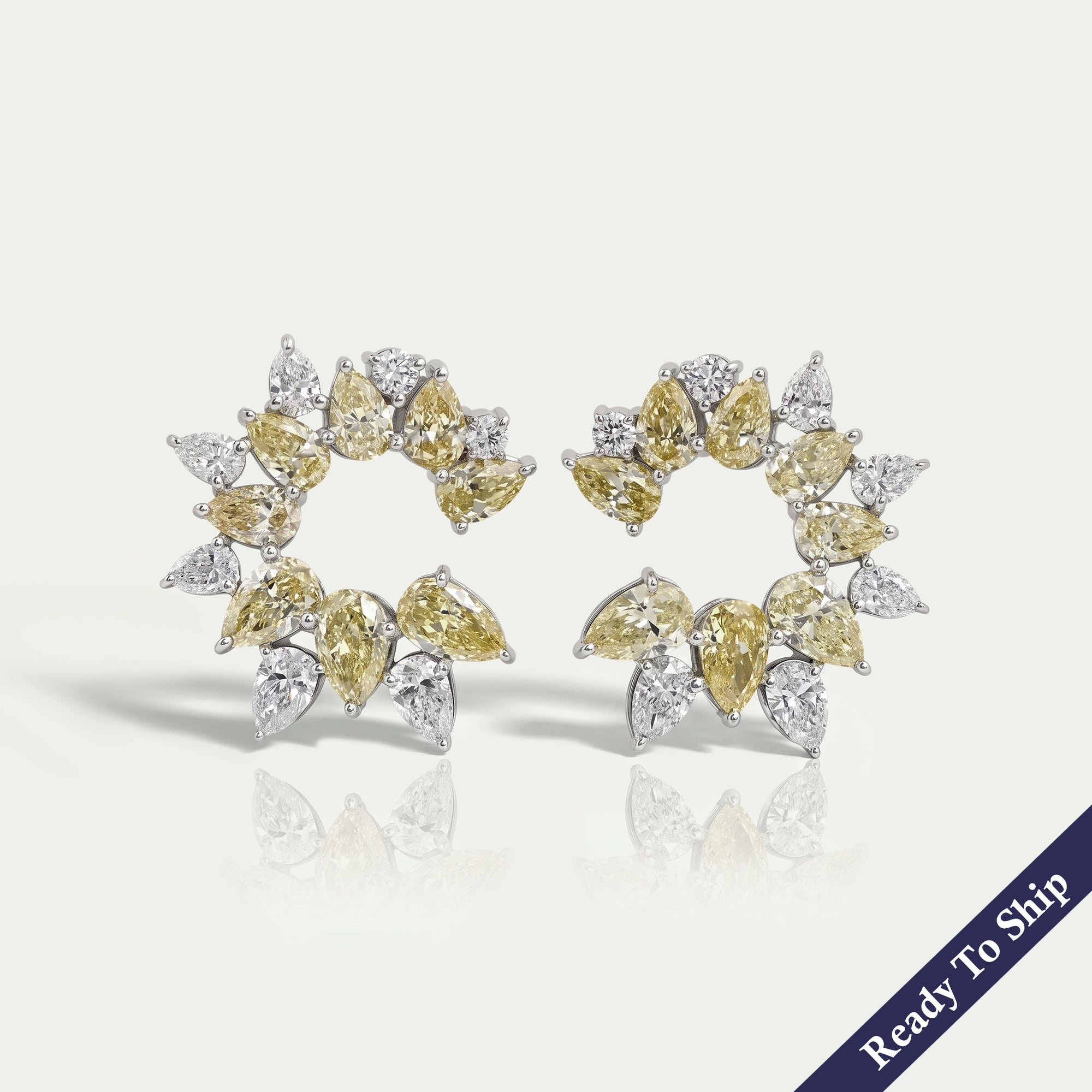 Open Yellow Pear Lab Diamond Hoop Earrings Earrings