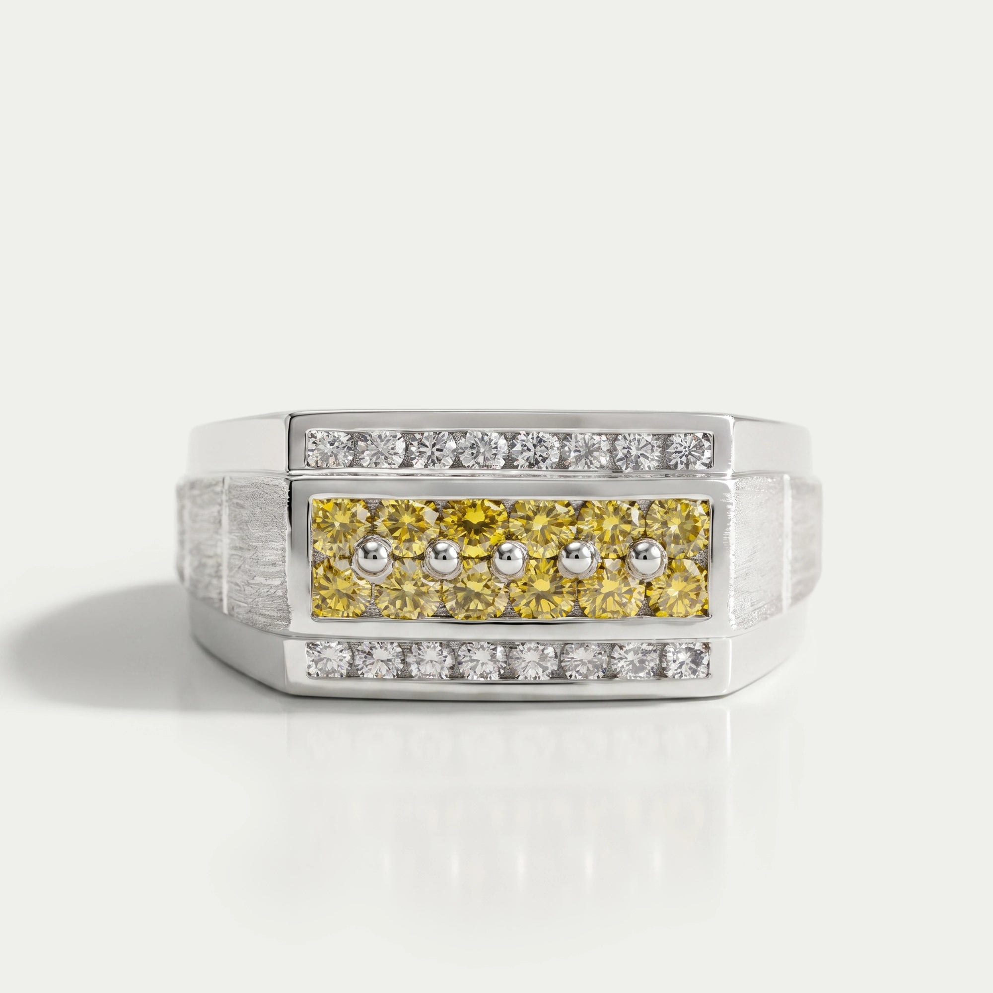 Yellow Round Cut Lab Grown Diamond Men's Ring