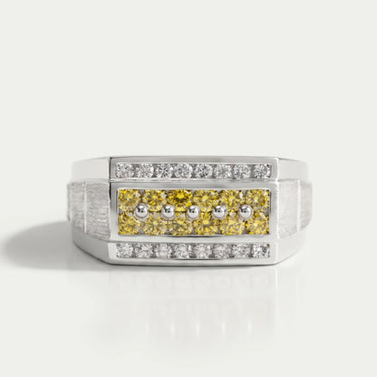 Yellow Round Cut Lab Grown Diamond Men's Ring