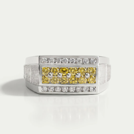Yellow Round Cut Lab Grown Diamond Men's Ring