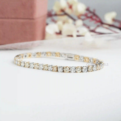 3.80 MM Fancy Color Round Cut Diamond Tennis Bracelet Yellow_EF VS Bracelet