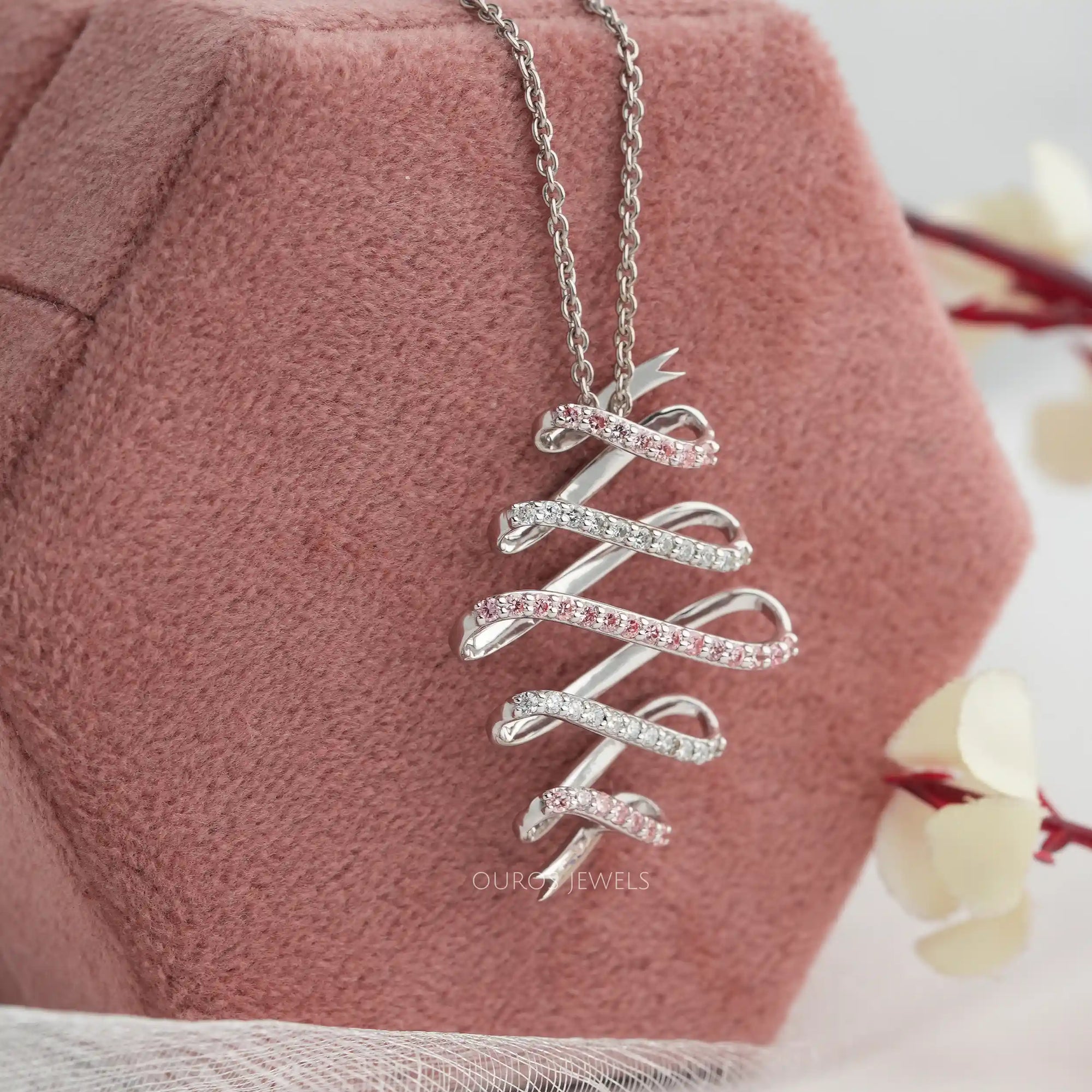 Zig Zag Round Cut Lab Grown Diamond Infinity Pendant