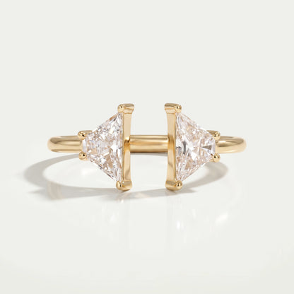 Antique Shape Trapezoid Cut Two Stone Open Cuff Ring Rings