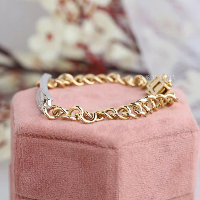 Baguette Cut Diamond Curb Link Bracelet