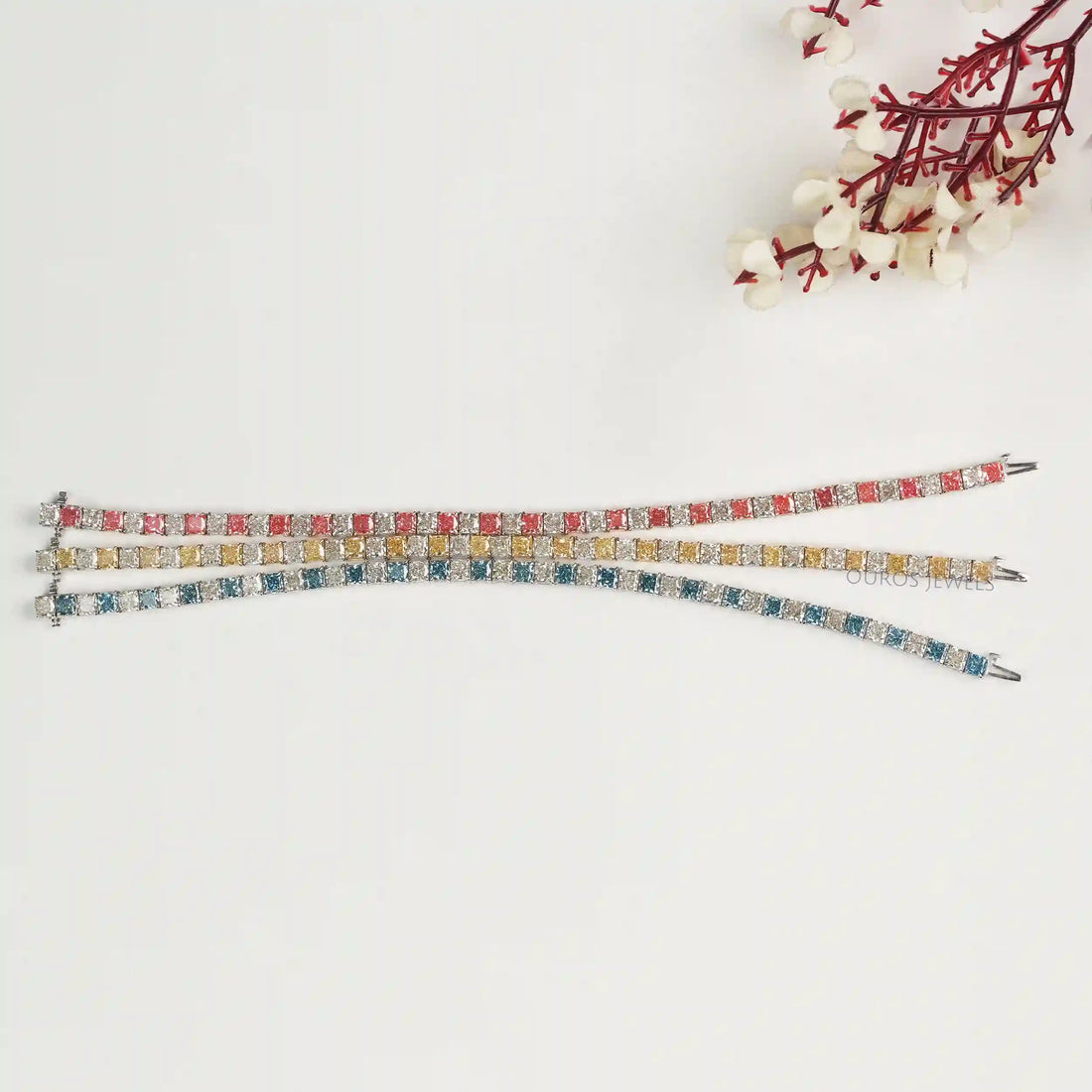 Blue Cushion Cut Lab Grown Diamond Bracelet Bracelet