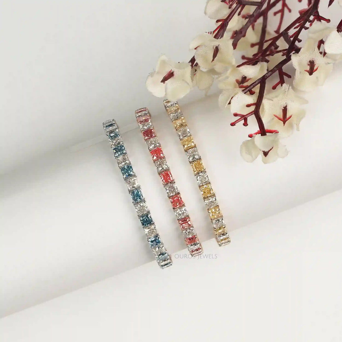 Blue Cushion Cut Lab Grown Diamond Bracelet Bracelet