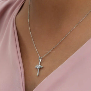 [Lab Grown Diamond Cross Cut Pendant]-[Ouros Jewels]