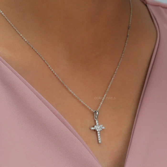 [Butterfly Diamond Cross Cut Pendant]-[Ouros Jewels]