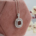 [Side View of Cushion Cut Semi Mount Halo Pendant]-[Ouros Jewels]