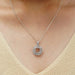 [A Women wearing Cushion Cut Double Halo Semi Mount Pendant]-[Ouros Jewels]