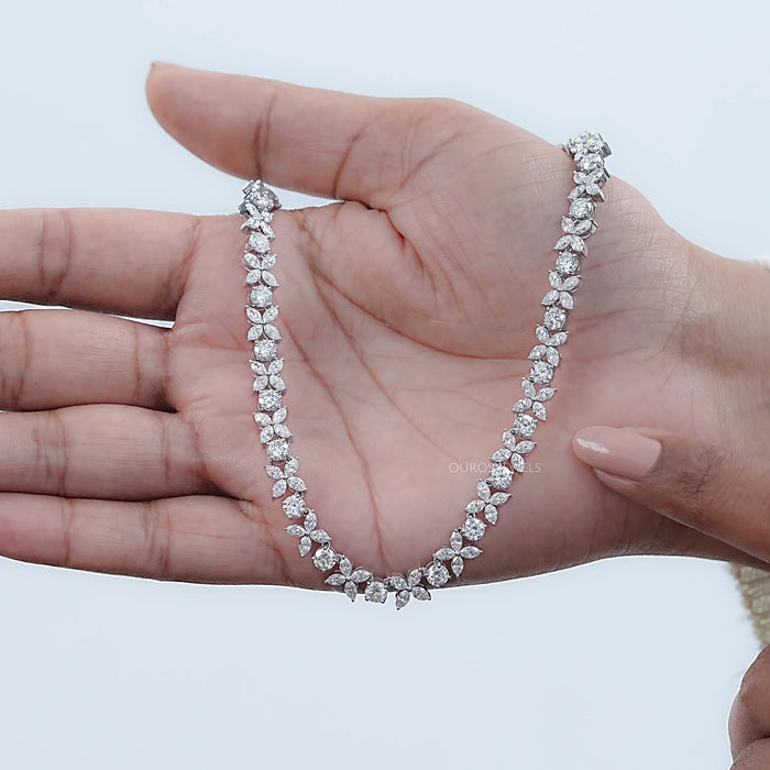 Marquise & Round Cut Diamond Choker Necklace