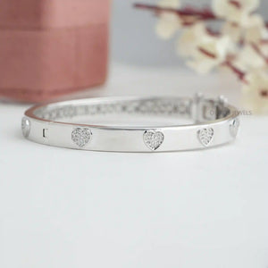 [Heart Shape Round Cut Diamond Bangle]-[Ouros Jewels]