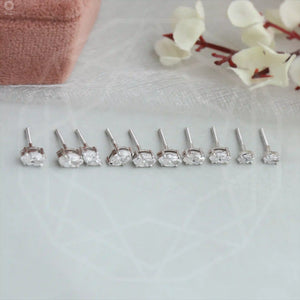 White Gold Marquise Shape Lab Diamond Stud