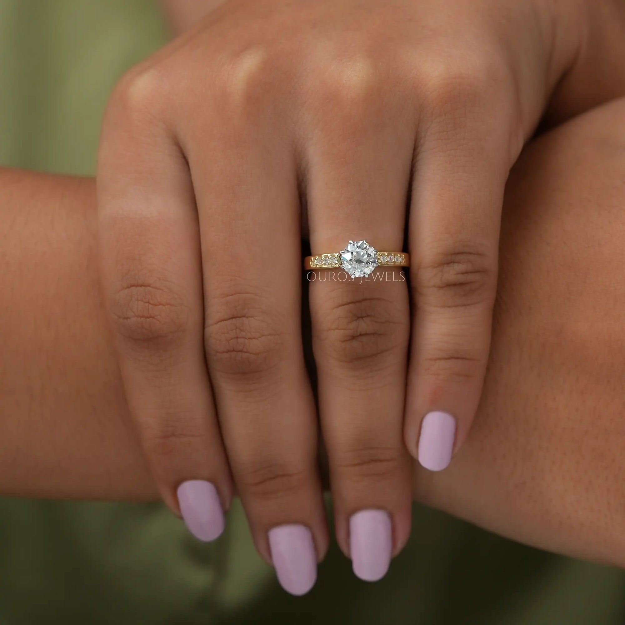 Old European Round Cut Accent Diamond Ring