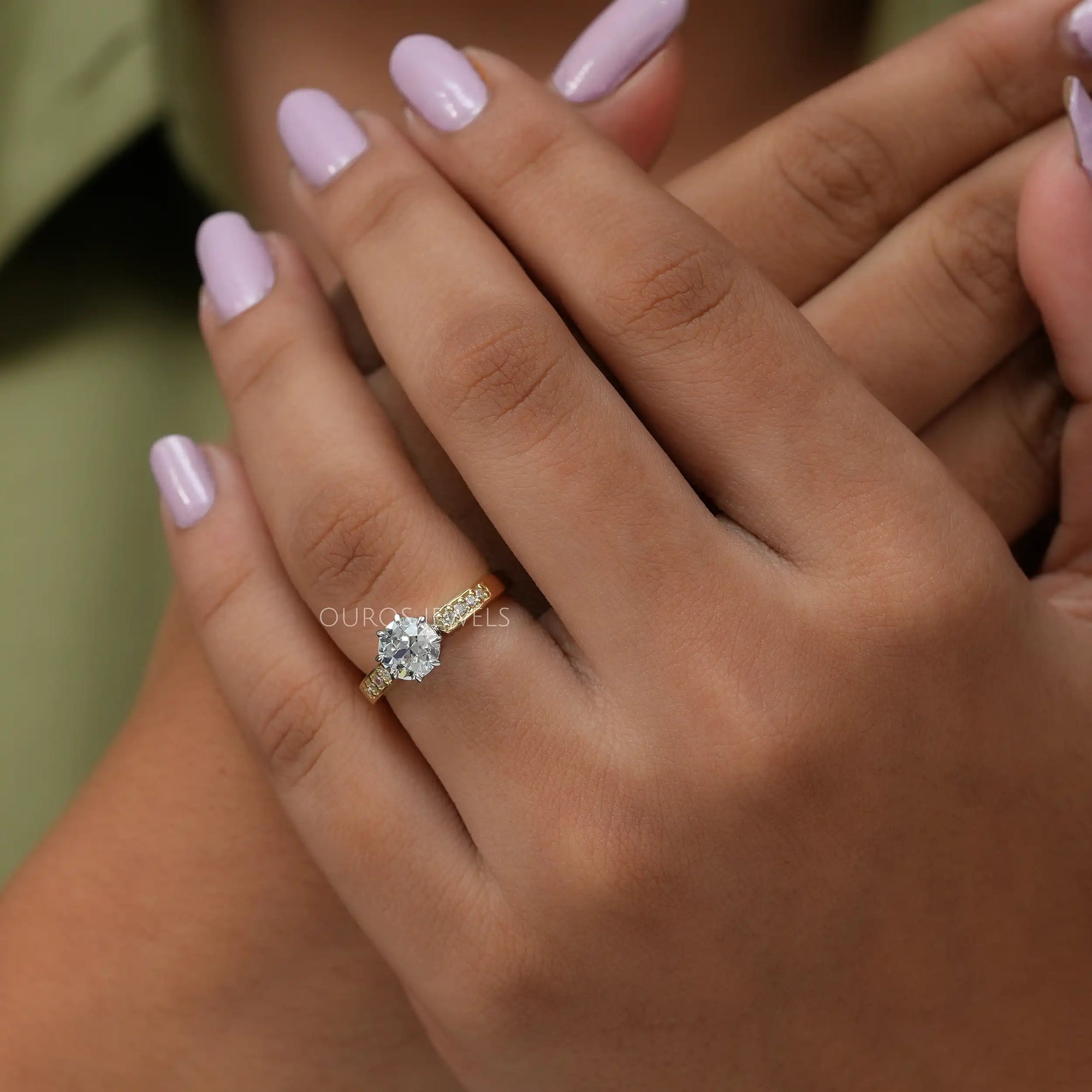 Old European Round Cut Accent Diamond Ring