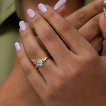 Old European Round Cut Accent Diamond Ring