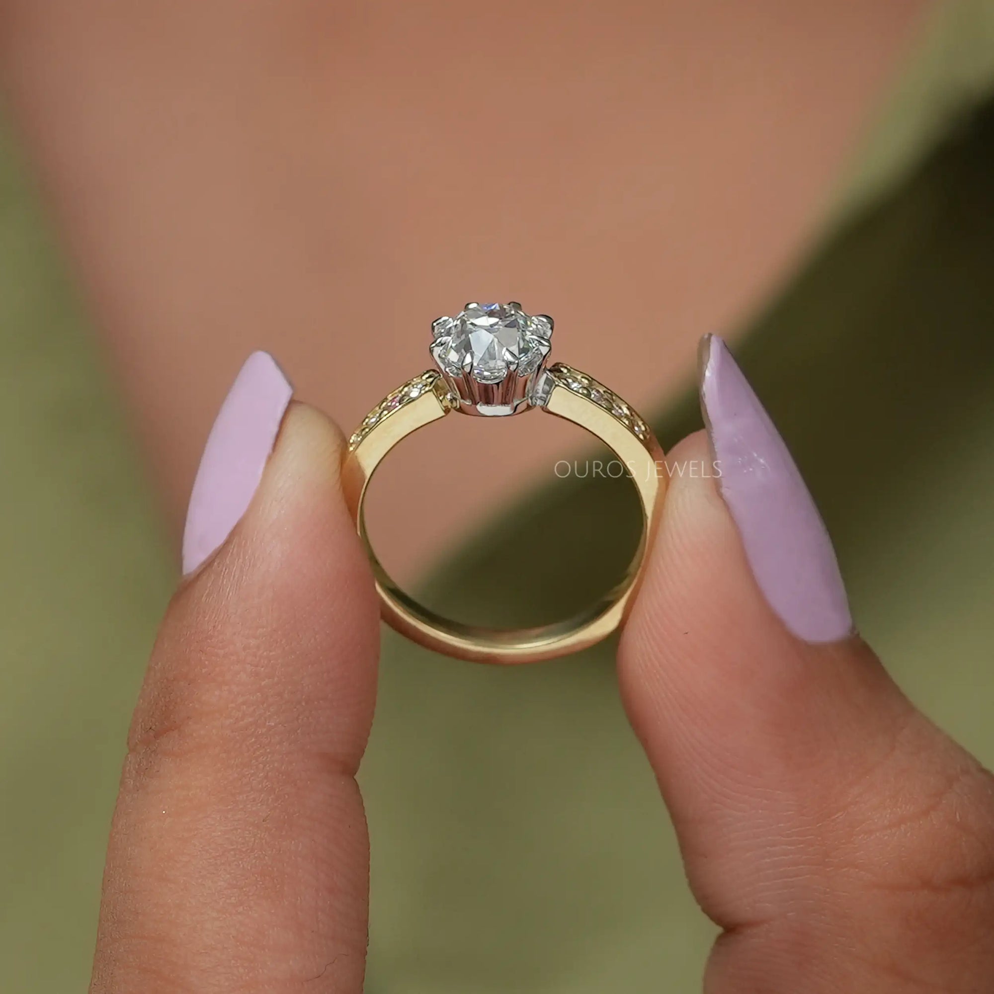 Old European Round Cut Accent Diamond Ring