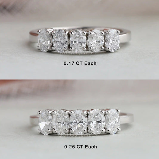 Five Stone Oval Cut Lab Grown Diamond Wedding Ring