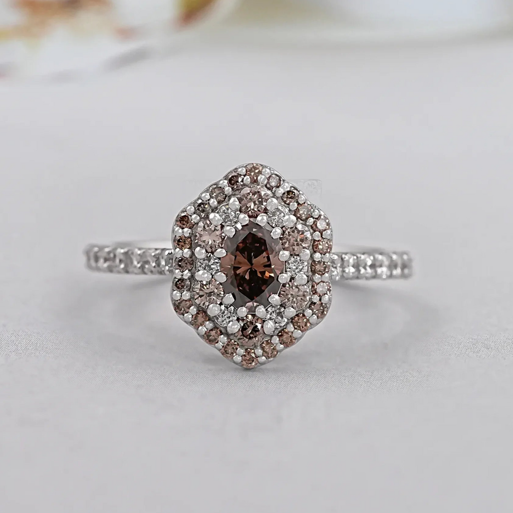 oval diamond double halo with accent ring