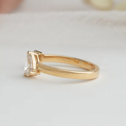 Pear And Round Cut Lab Diamond Open Cuff Ring Ring