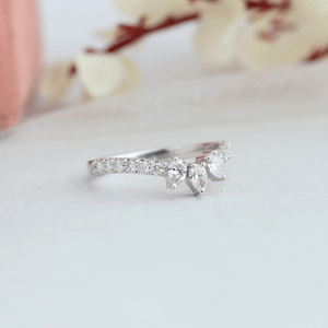 [Pear Shaped Curved Diamond Ring]-[Ouros Jewels]