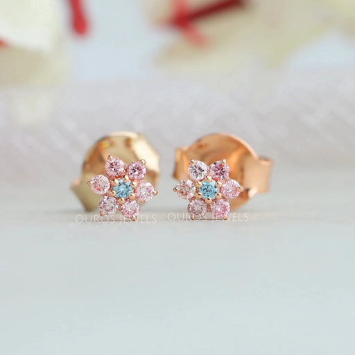 Flower shaped diamond earrings