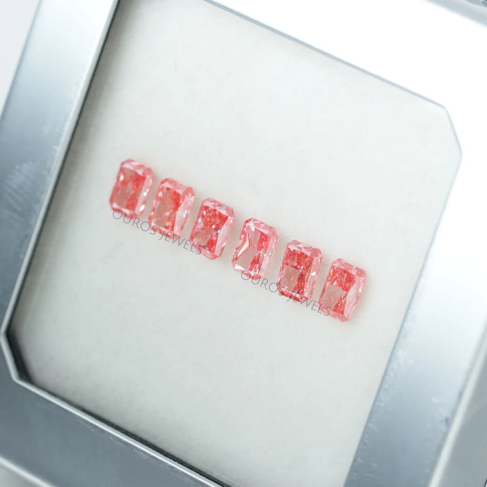 radiant cut pink created diamond loose on box view 