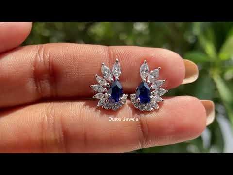 sapphire and cluster diamond earrings 