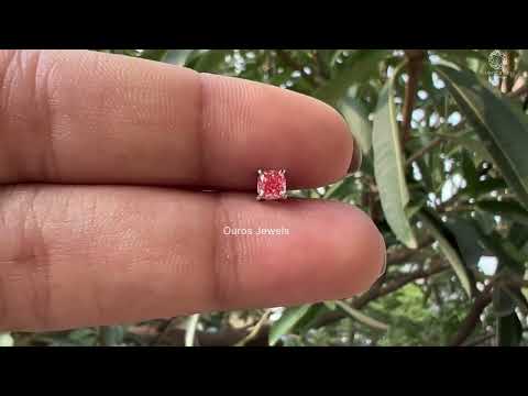 Pink Cushion Cut Single Stud Earring