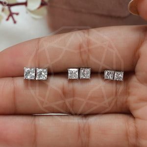 princess shaped diamond stud earrings