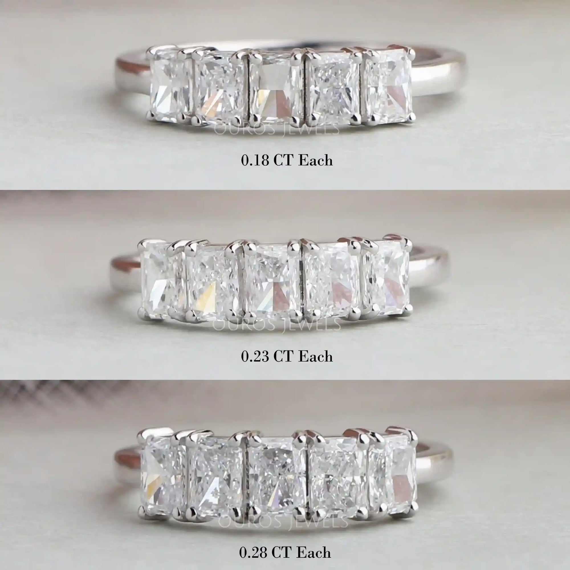 Five Stone Radiant Cut Lab Grown Diamond Ring Rings