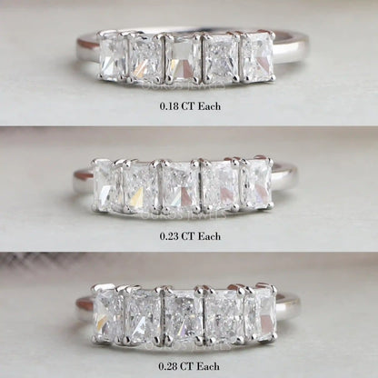 Five Stone Radiant Cut Lab Grown Diamond Ring Rings