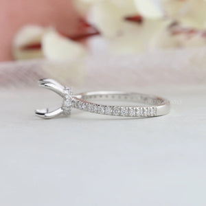 Round Shape Semi Mount Hidden Halo  Accent Diamond Ring