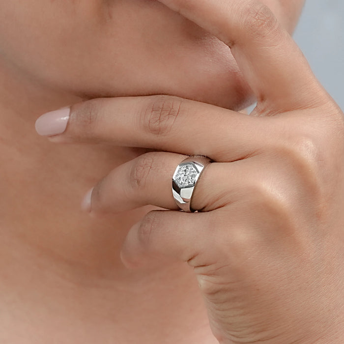Triangle Lab Diamond Wedding Band