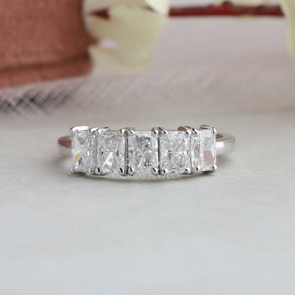 Five Stone Radiant Cut Lab Grown Diamond Ring Rings