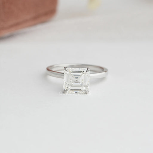 [IGI Certified Asscher Cut solitaire Diamond Engagement Ring]-[Ouros Jewels]