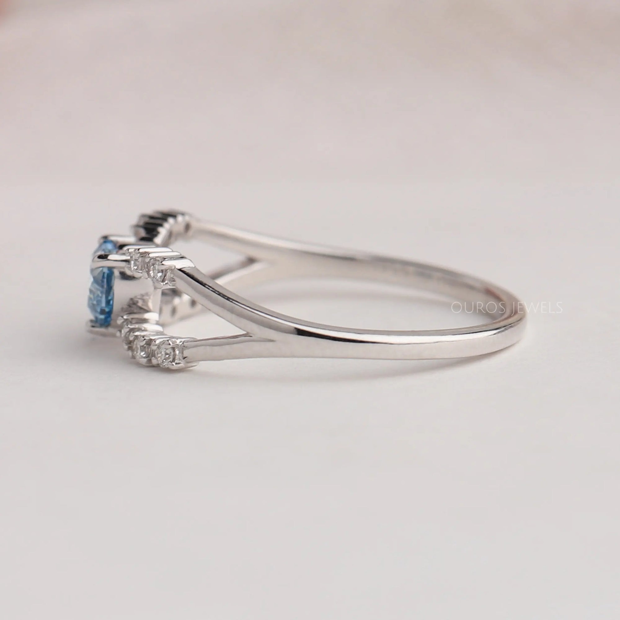 Blue Heart Diamond Split Shank Ring