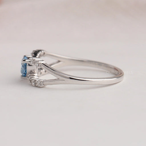 Blue Heart Diamond Split Shank Ring