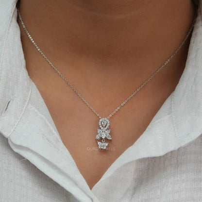 Butterfly Cut Lab Diamond Bridal Pendant