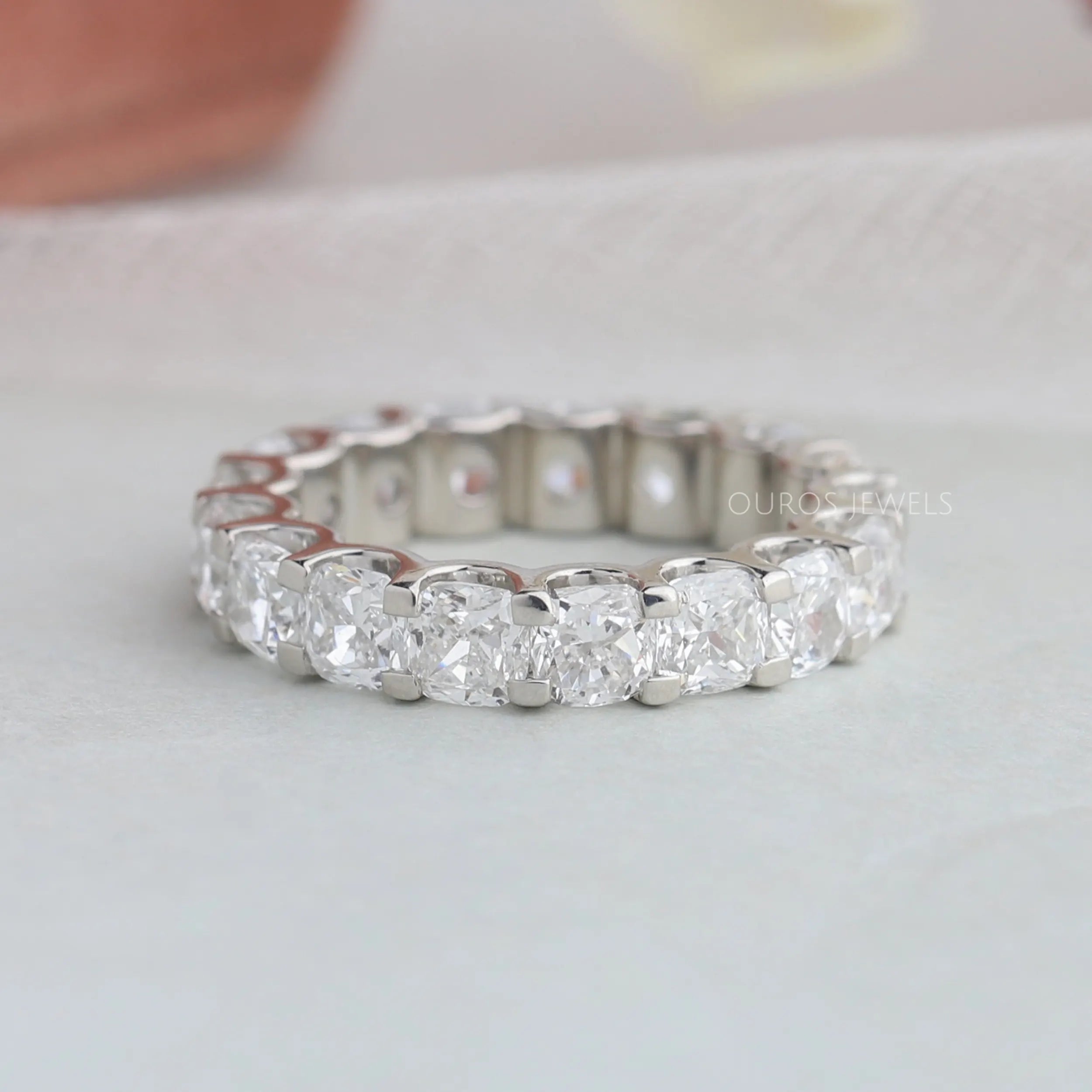 Cushion Cut Wedding Rings with Full Eternity Diamond