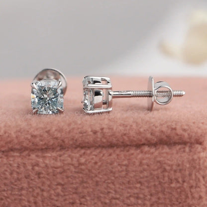 Cushion Blue Lab Diamond Stud Earring