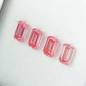 Pink Emerald Cut Lab Grown Diamond With 0.76 Carat