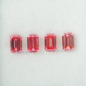 Pink Emerald Cut Lab Grown Diamond With 0.76 Carat