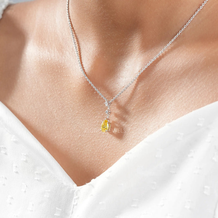 yellow pear diamond pendant