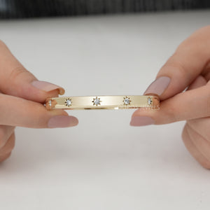 [Top Polishing Design and Round Cut Lab Diamonds of Bangle]-[Ouros Jewels]