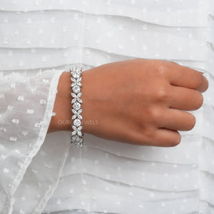 Marquise And Round Cut Diamond Bracelet