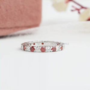 [Red Round Diamond Eternity Wedding Band]-[Ouros Jewels]